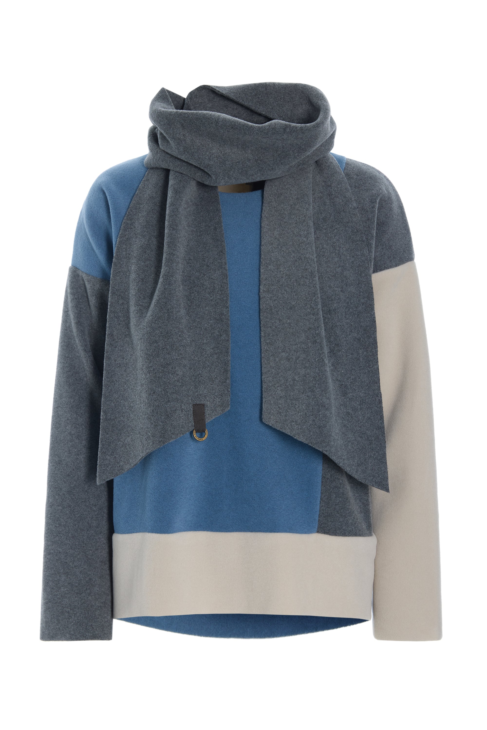 Blouse Patch W Scarf 1412 Dusty Blue / Kit / Grey