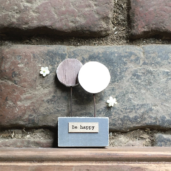 Small Wooden Scene Round Trees Be Happy