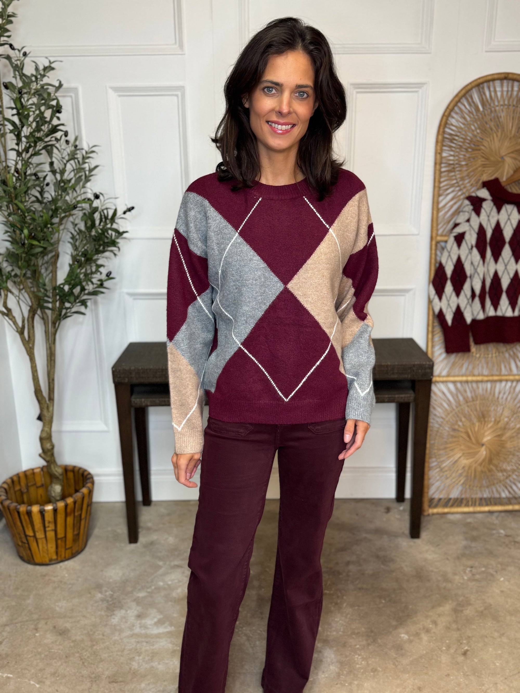 Argyle Knit Sweater