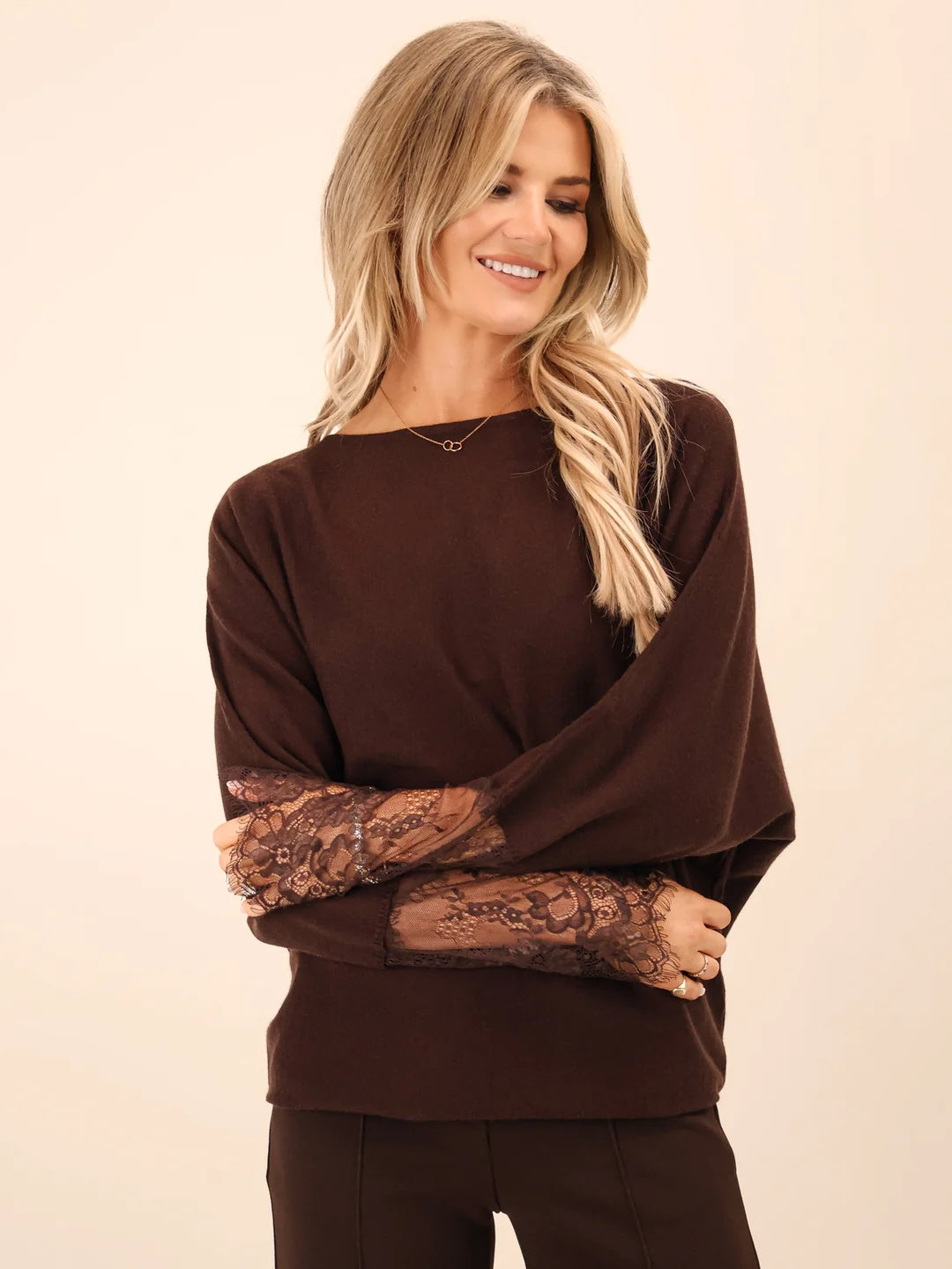 Kate &amp; Pippa Blakley Lace Knit Chocolate
