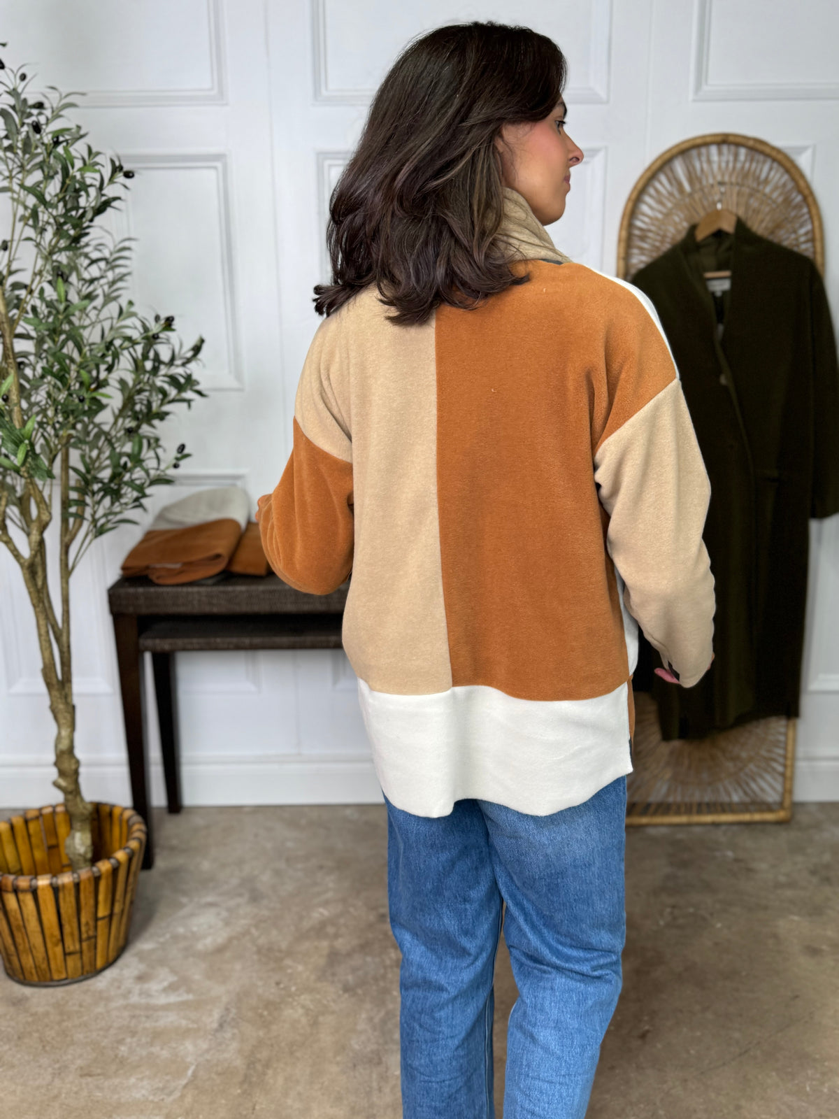 BLOUSE PATCH W SCARF CAMEL/KIT/RUST