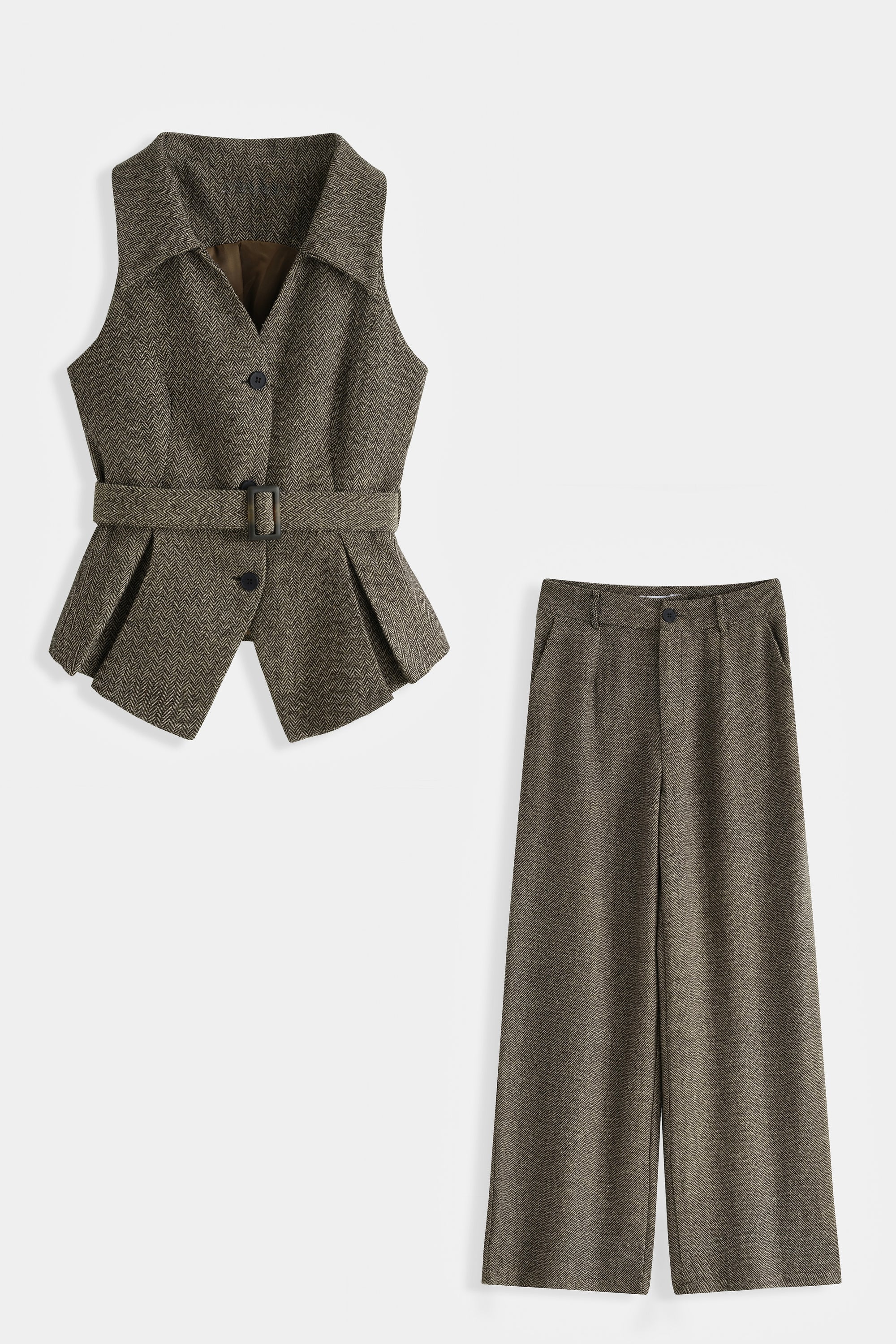 Herringbone Waistcoat Trouser Suit
