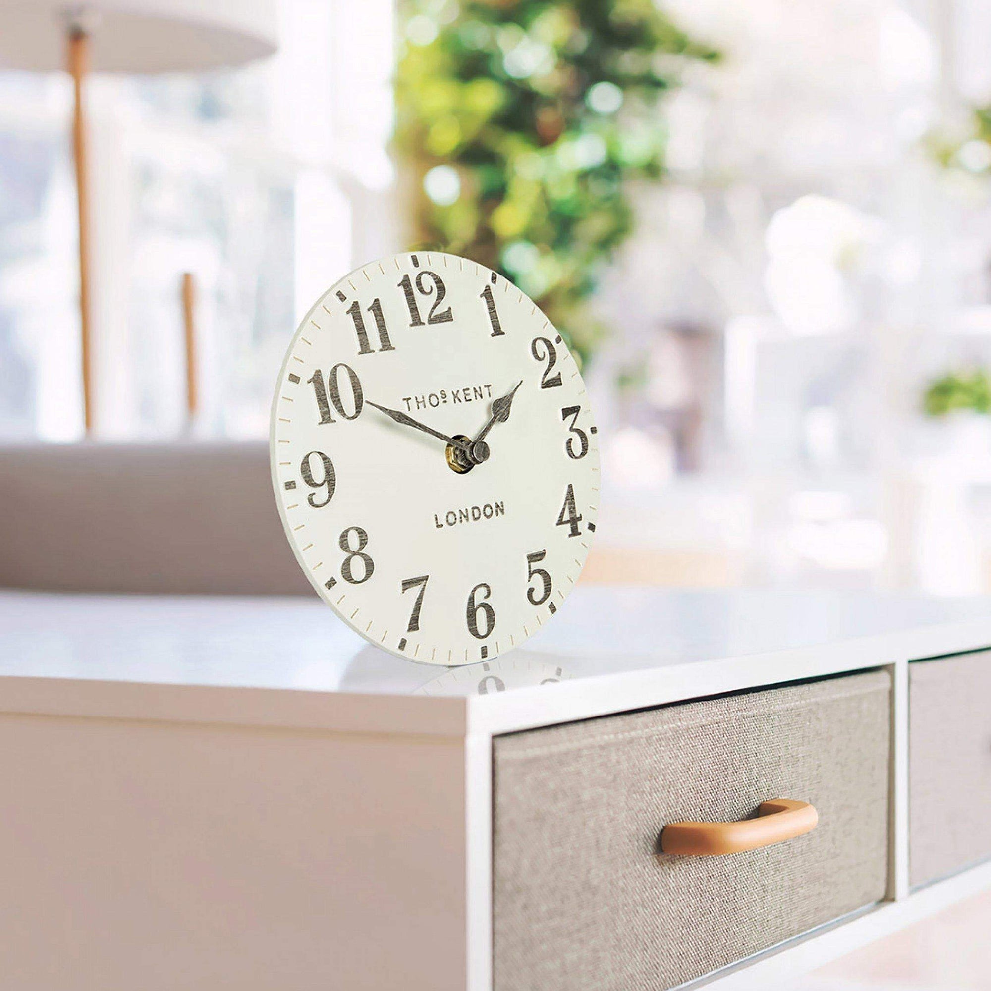 6" Arabic Mantel Clock Limestone