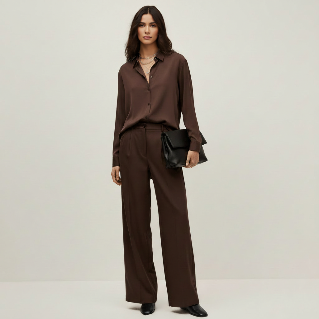 Trousers Wide Leg Maroon