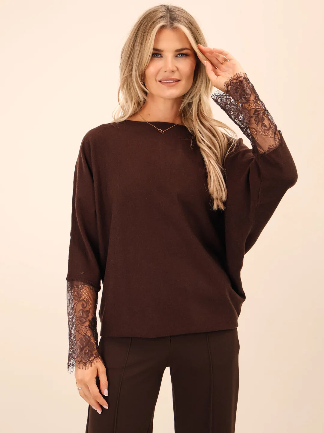 Kate &amp; Pippa Blakley Lace Knit Chocolate