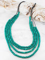 Bee Long 4 Strand Wooden Bead Necklace Aqua