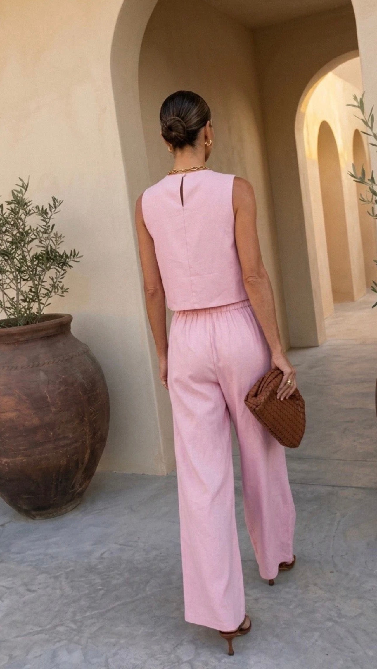 Asymmetric Button Vest and Trouser Set