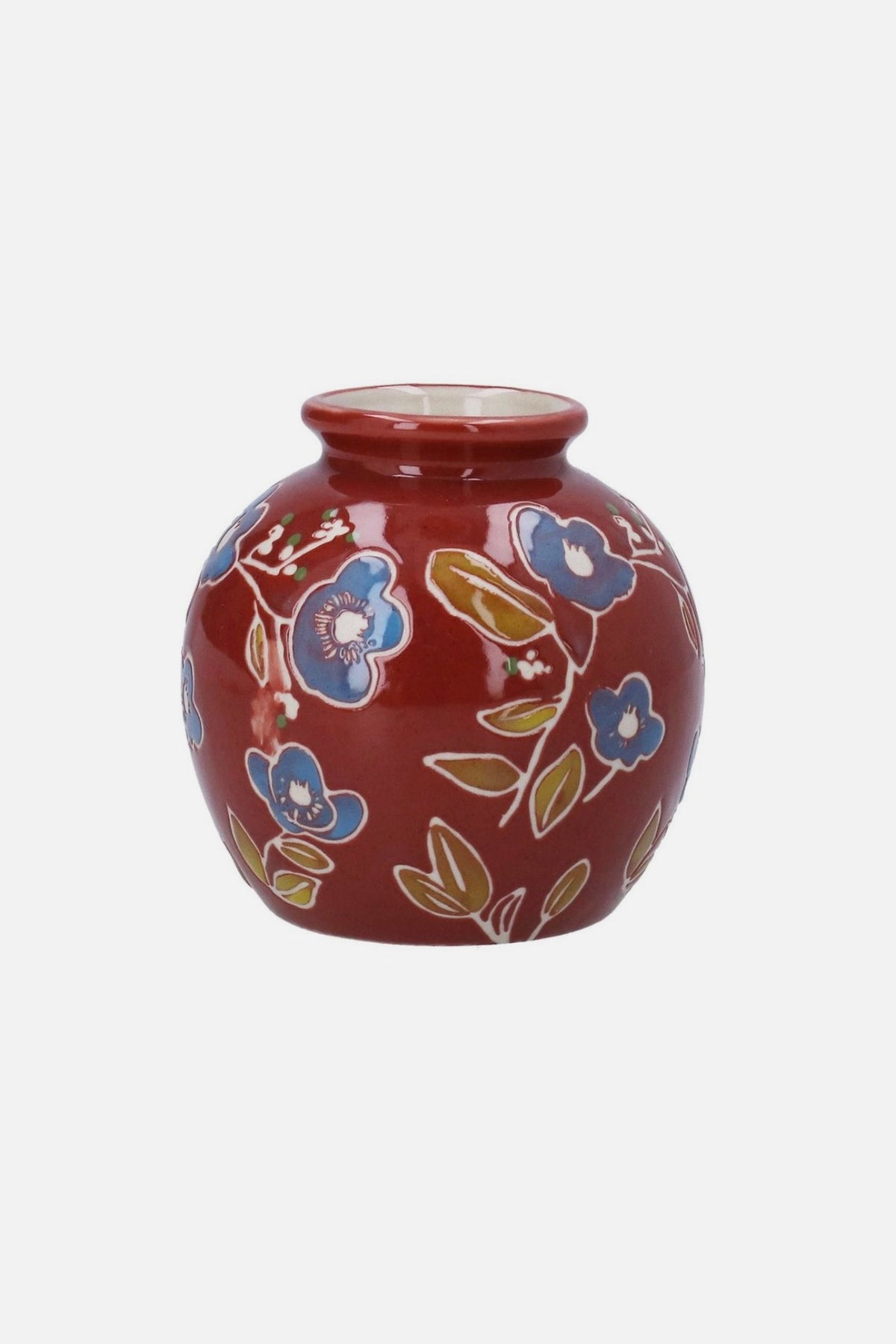 Mini Stoneware Vase Floral Burgundy