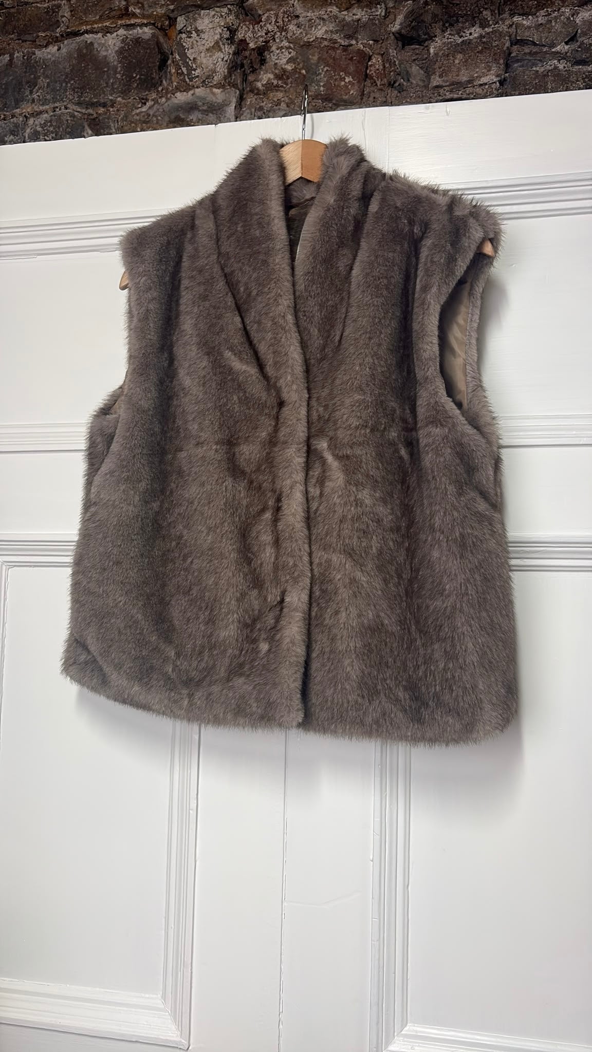 Faux Fur Gilet Taupe
