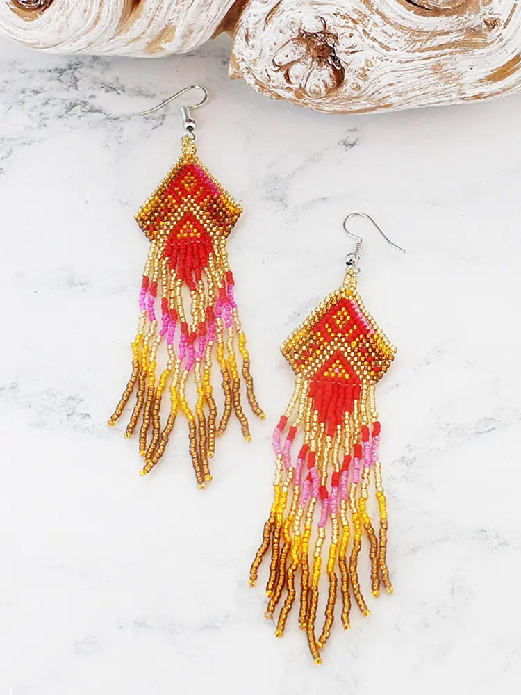 Beaded Earrings Red