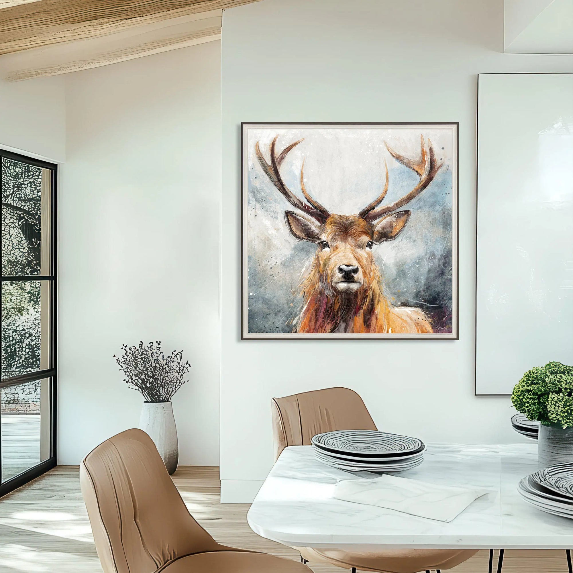 Looking On Framed Canvas