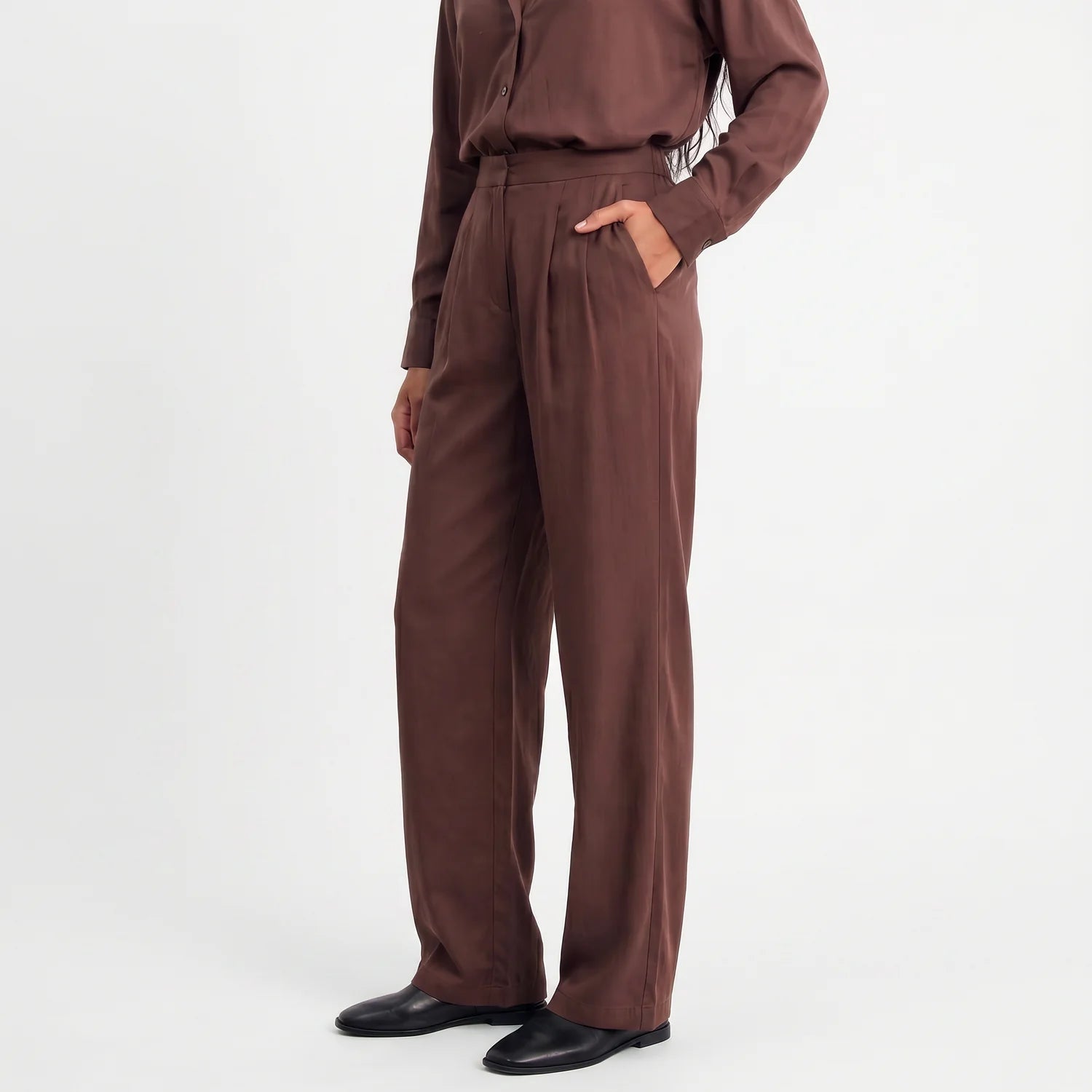 Trousers Wide Leg Maroon