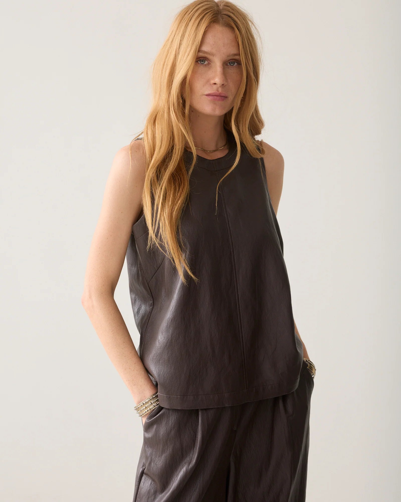 Summon Faux Leather Top