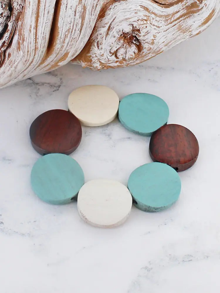 Wooden Teardrop Bracelet Turquoise