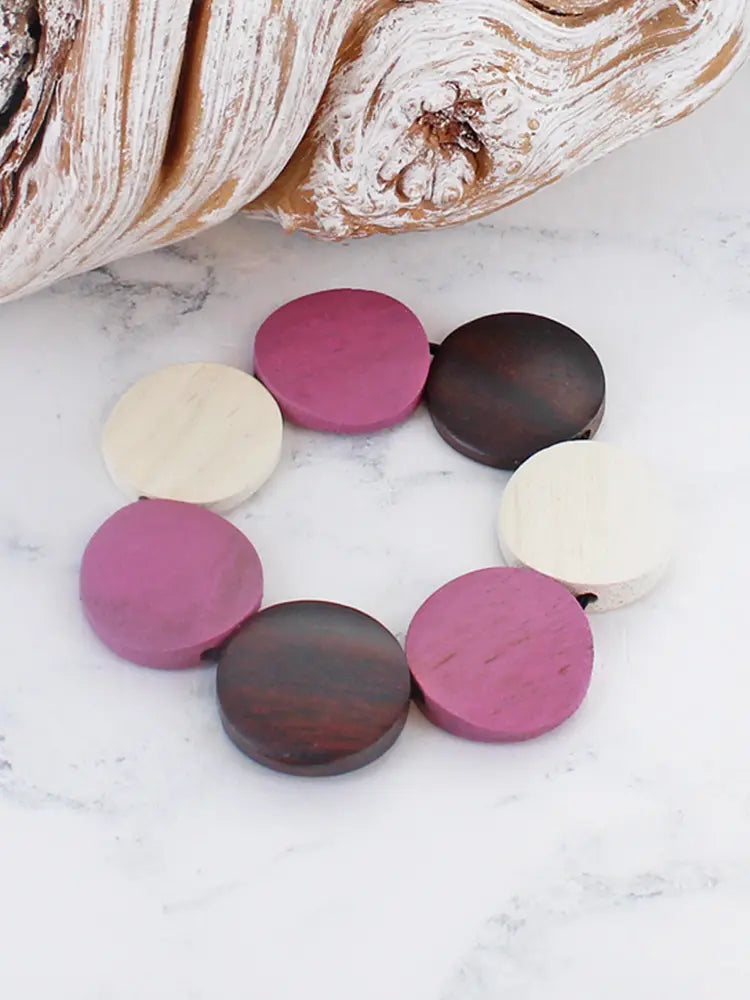 Wooden Teardrop Bracelet Purple