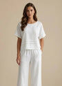 Linen Pleated Top White