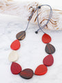 Wooden Teardrop Necklace Red