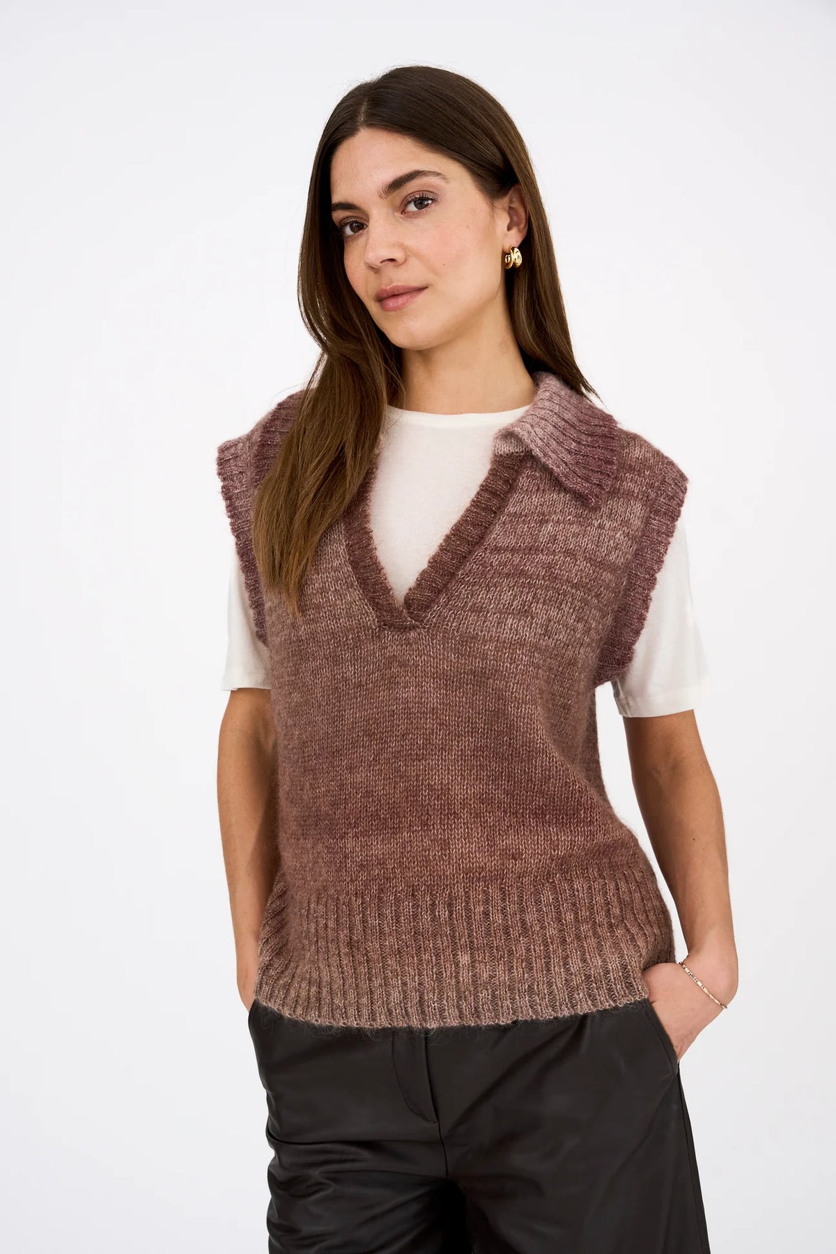 Pieszak Nanna Split Collar Vest Knit