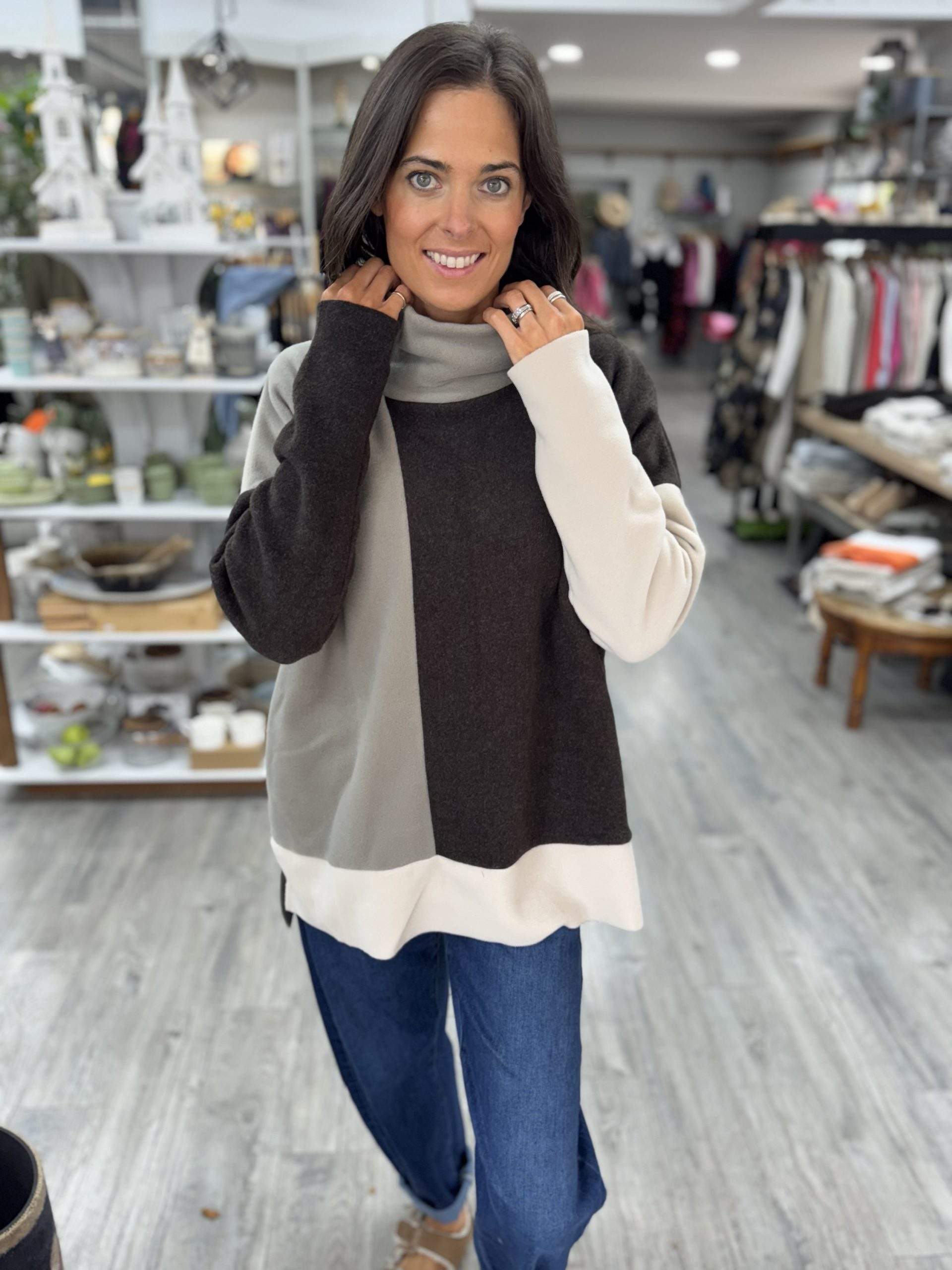 Henriette Steffensen 1380 SWEATER PATCH - EVENING BLUE/CHOKOLATE/ELEPH