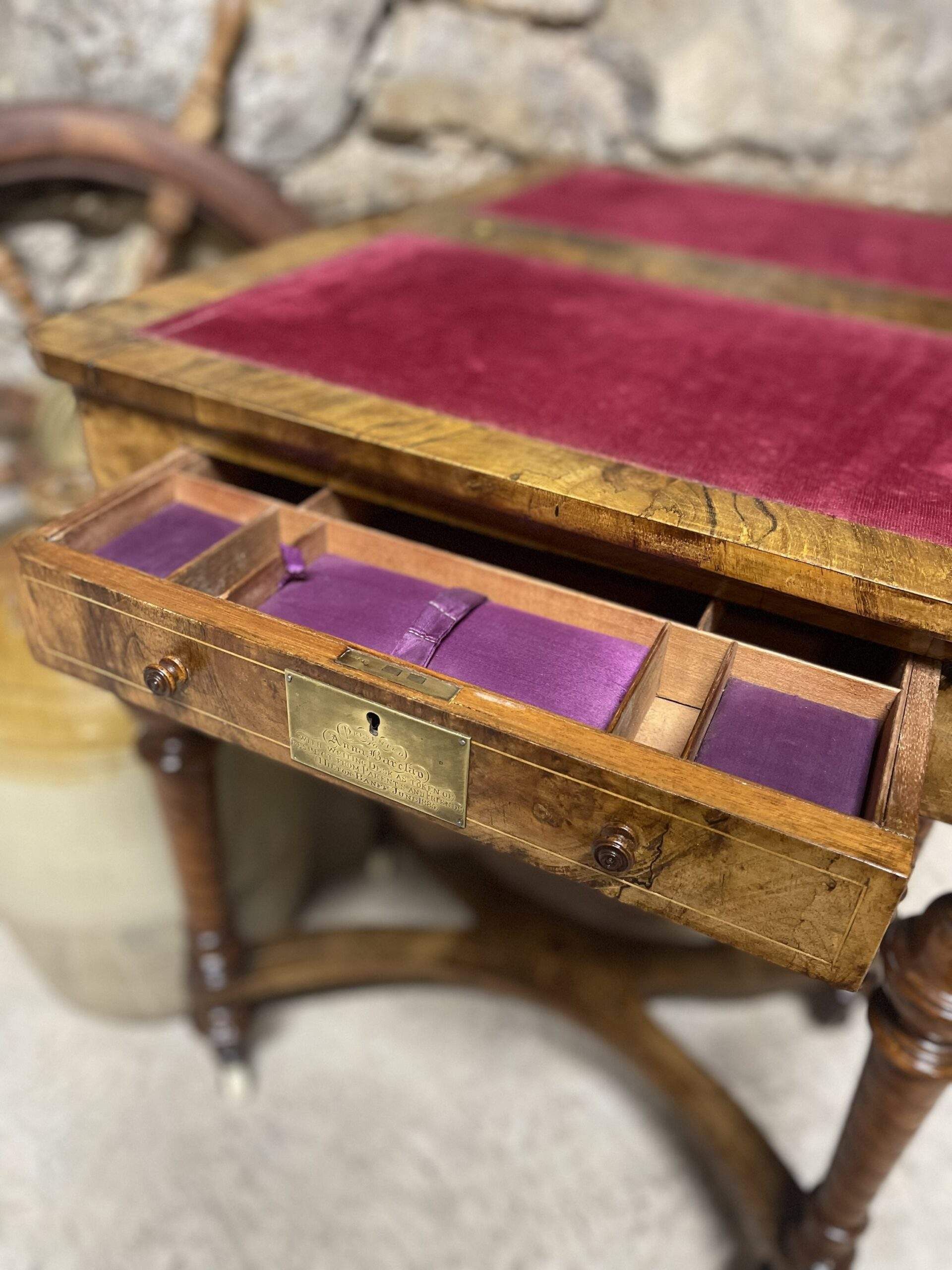 Victorian inlaid walnut turnover games table