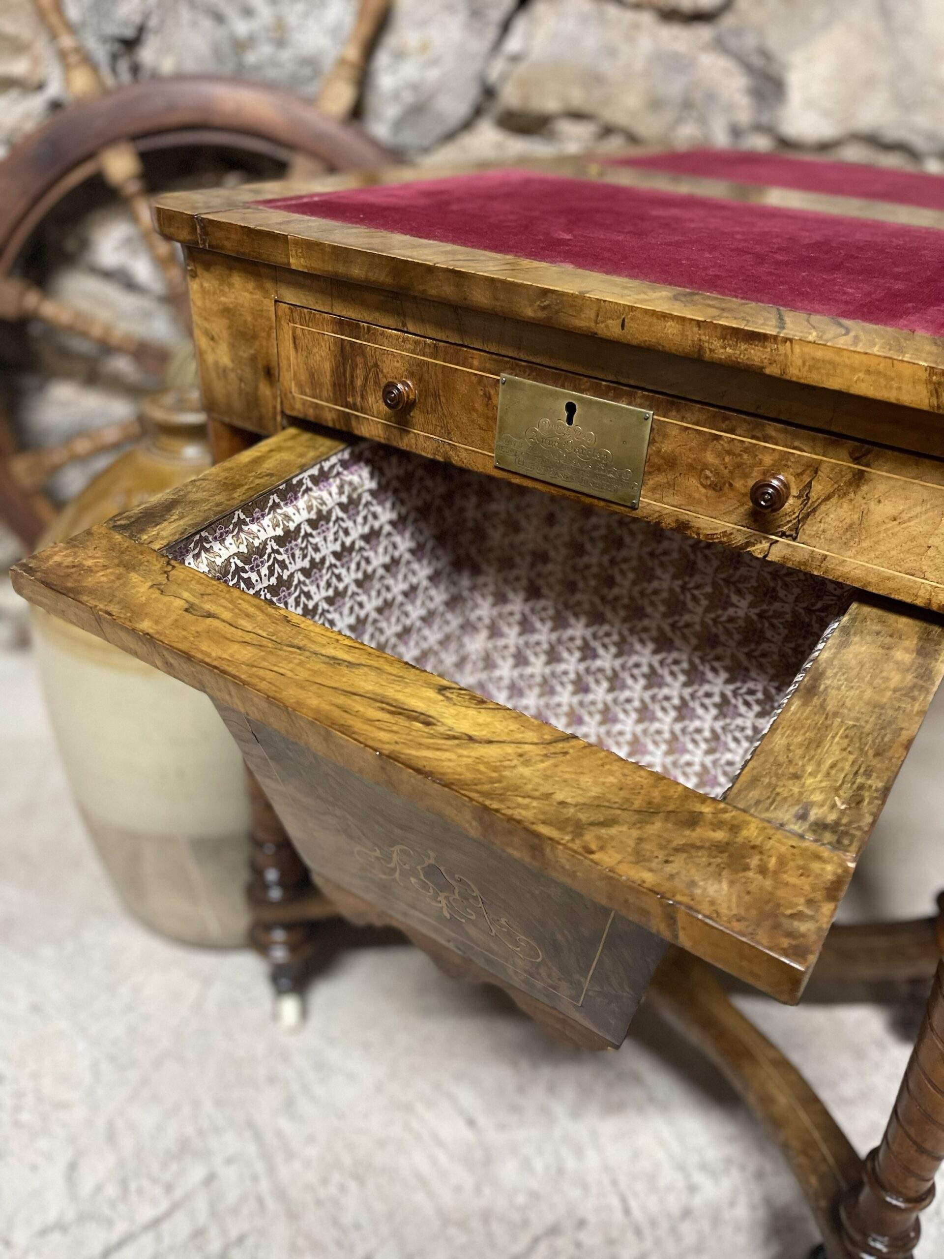 Victorian inlaid walnut turnover games table